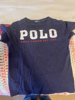 Ralph Lauren Navy Tee with White POLO and Red Script